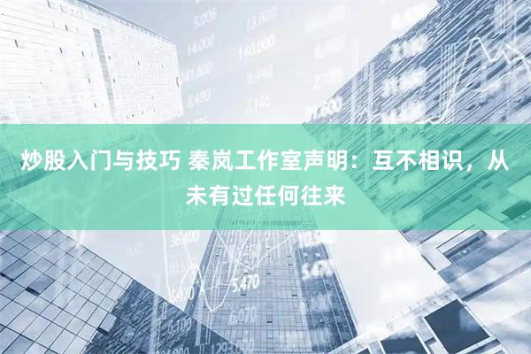 炒股入门与技巧 秦岚工作室声明：互不相识，从未有过任何往来
